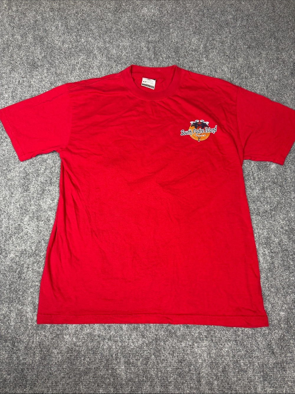 Hanes Red Short Sleeve Crewneck Tee with South Padre Island Graphic